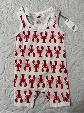 Organic Red Lobster Print Baby One-Piece Bodysuit 3-6M